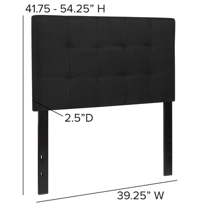 Quilted Tufted Upholstered Twin Size Headboard in Black Fabric