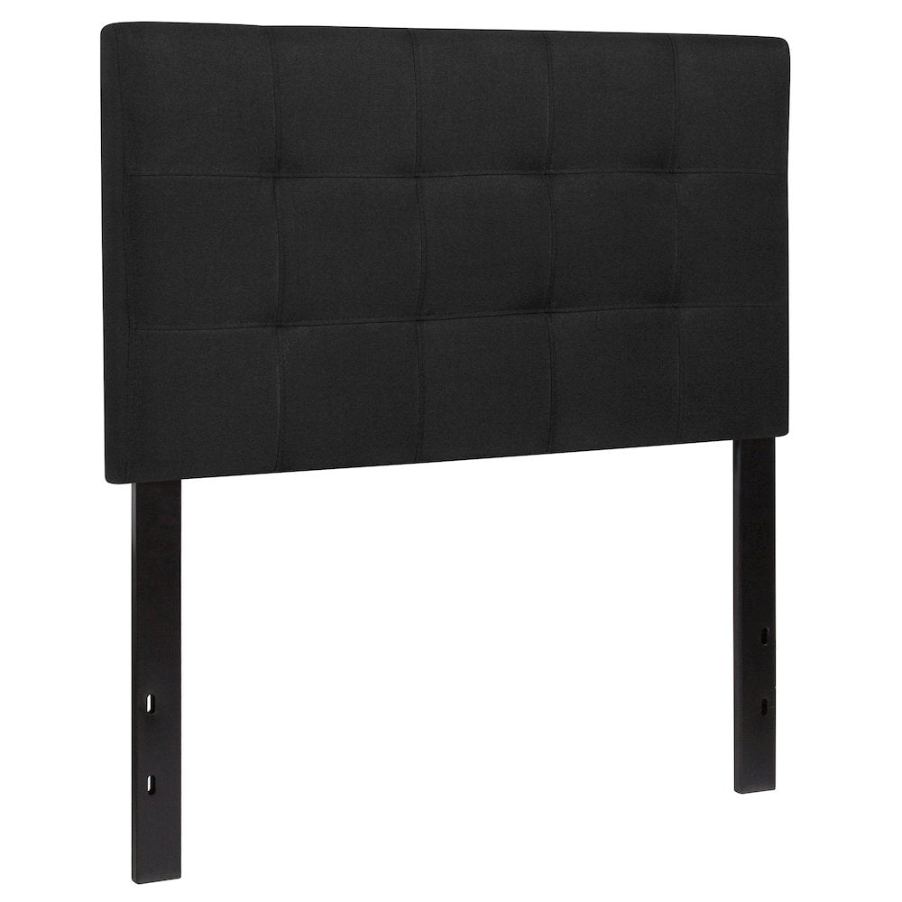 Tufted Upholstered Twin Size Headboard in Black Fabric