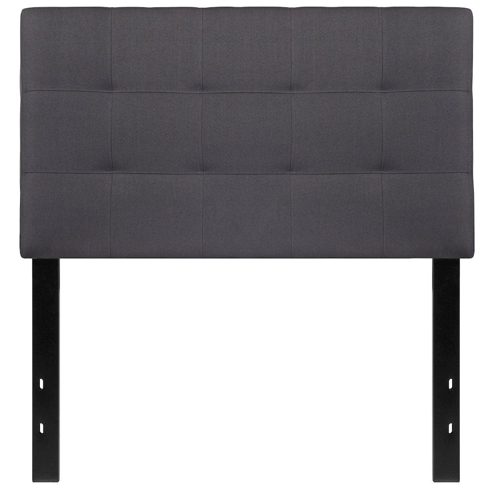 Quilted Tufted Upholstered Twin Size Headboard in Dark Gray Fabric