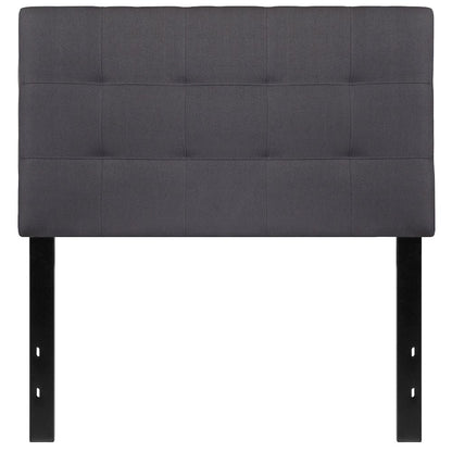 Quilted Tufted Upholstered Twin Size Headboard in Dark Gray Fabric