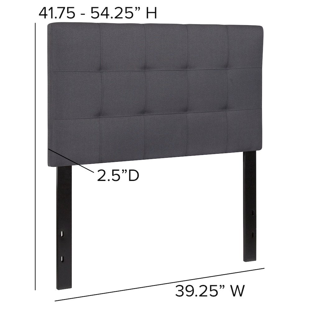 Tufted Upholstered Twin Size Headboard in Dark Gray Fabric