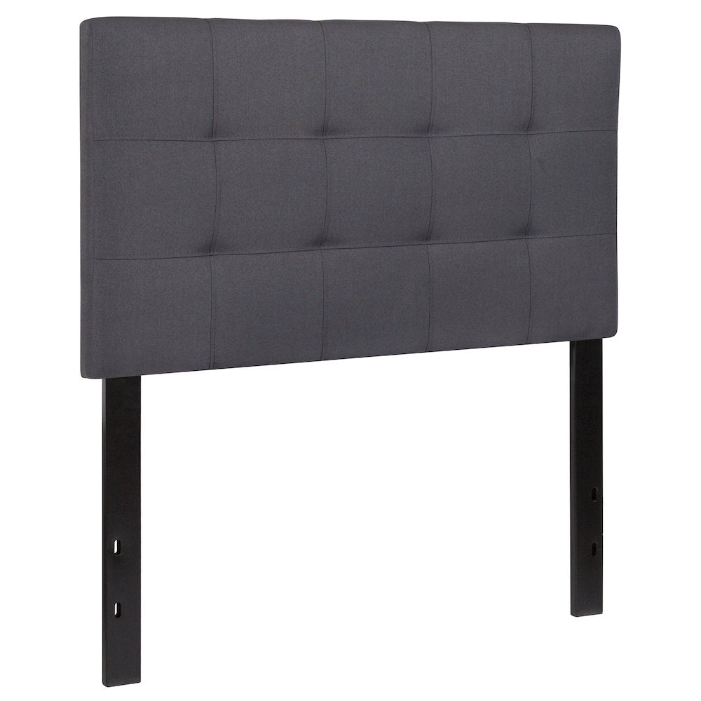 Tufted Upholstered Twin Size Headboard in Dark Gray Fabric
