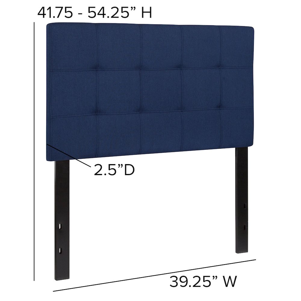 Tufted Upholstered Twin Size Headboard in Navy Fabric