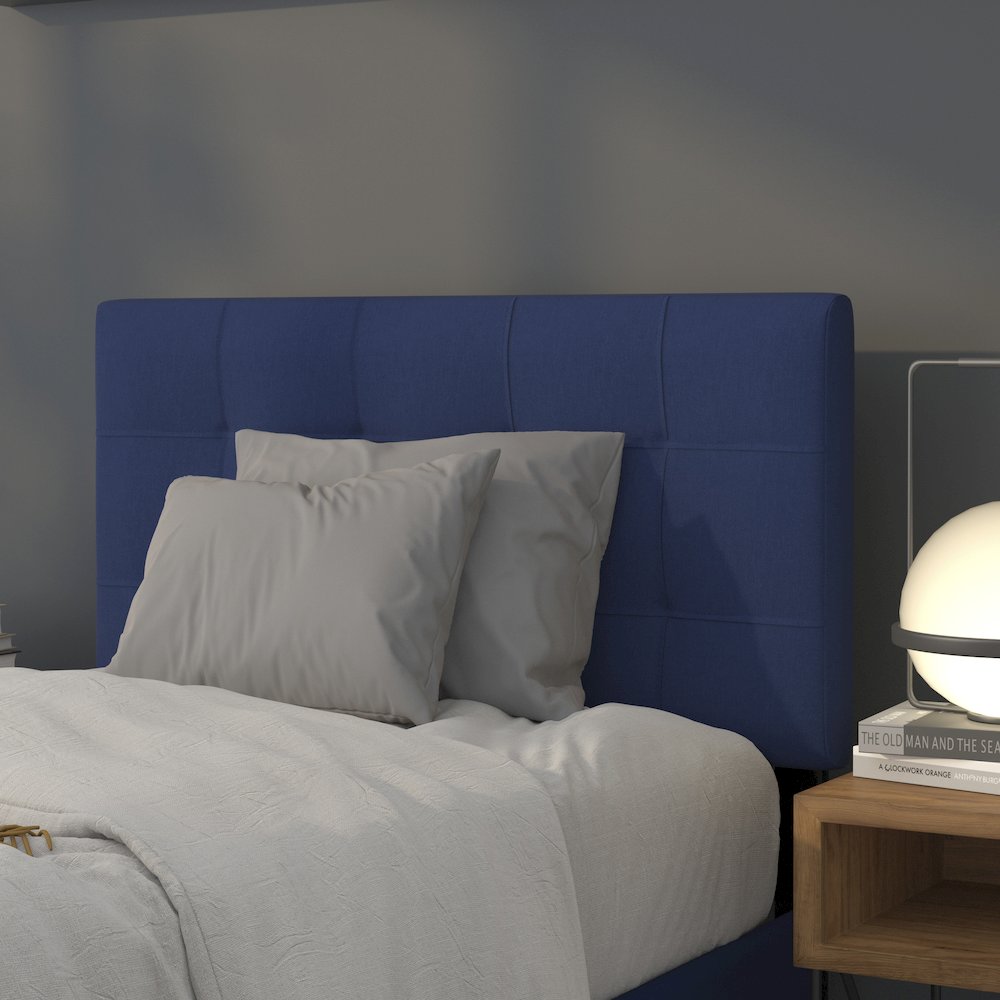 Tufted Upholstered Twin Size Headboard in Navy Fabric