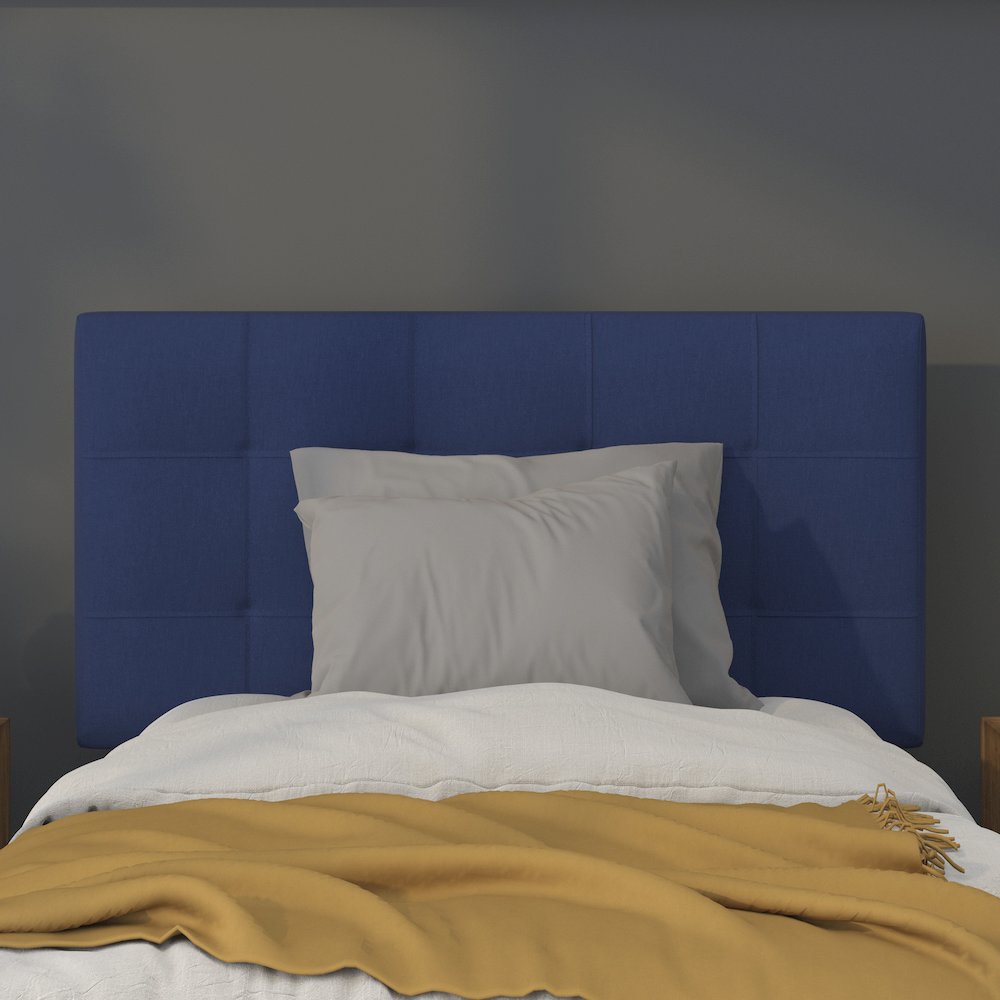 Tufted Upholstered Twin Size Headboard in Navy Fabric
