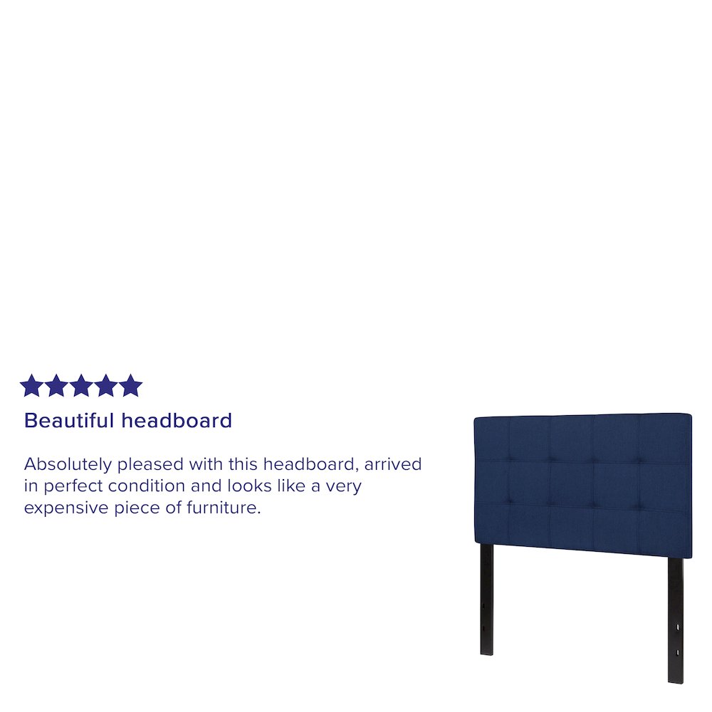 Tufted Upholstered Twin Size Headboard in Navy Fabric