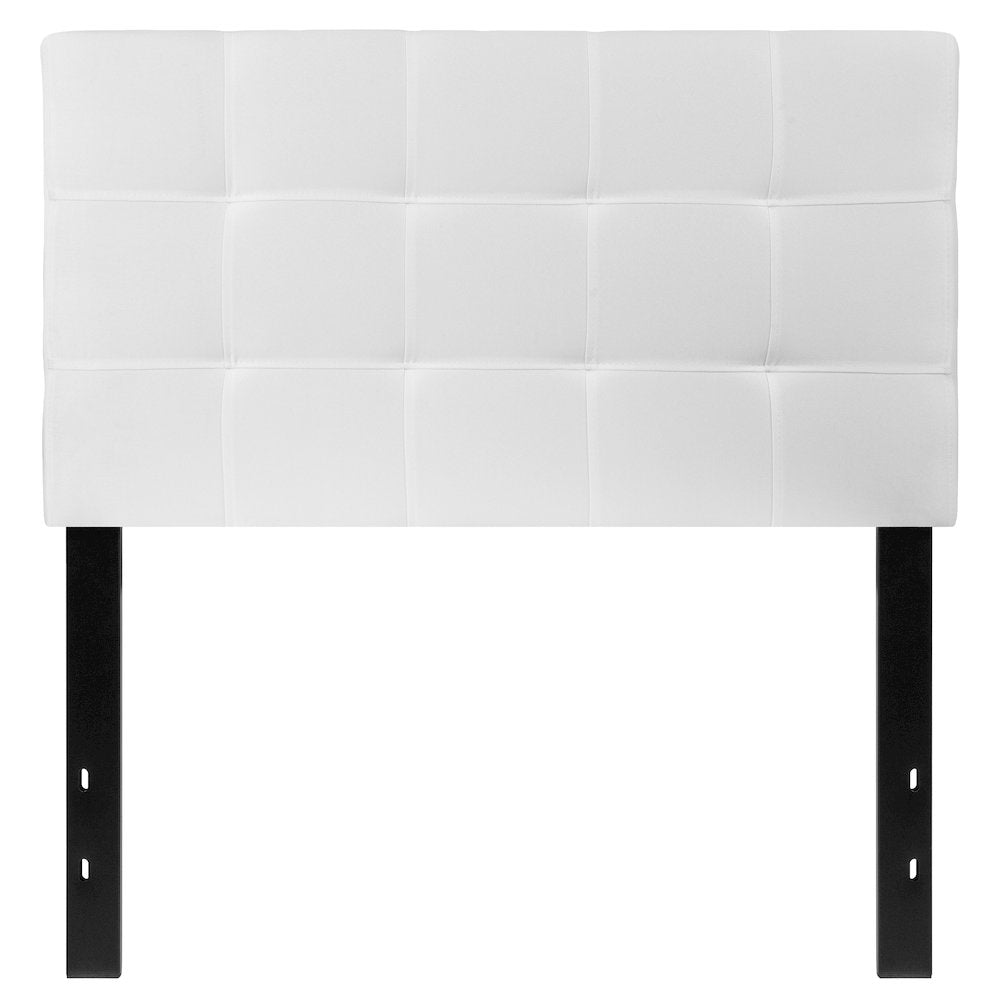 Tufted Upholstered Twin Size Headboard in White Fabric