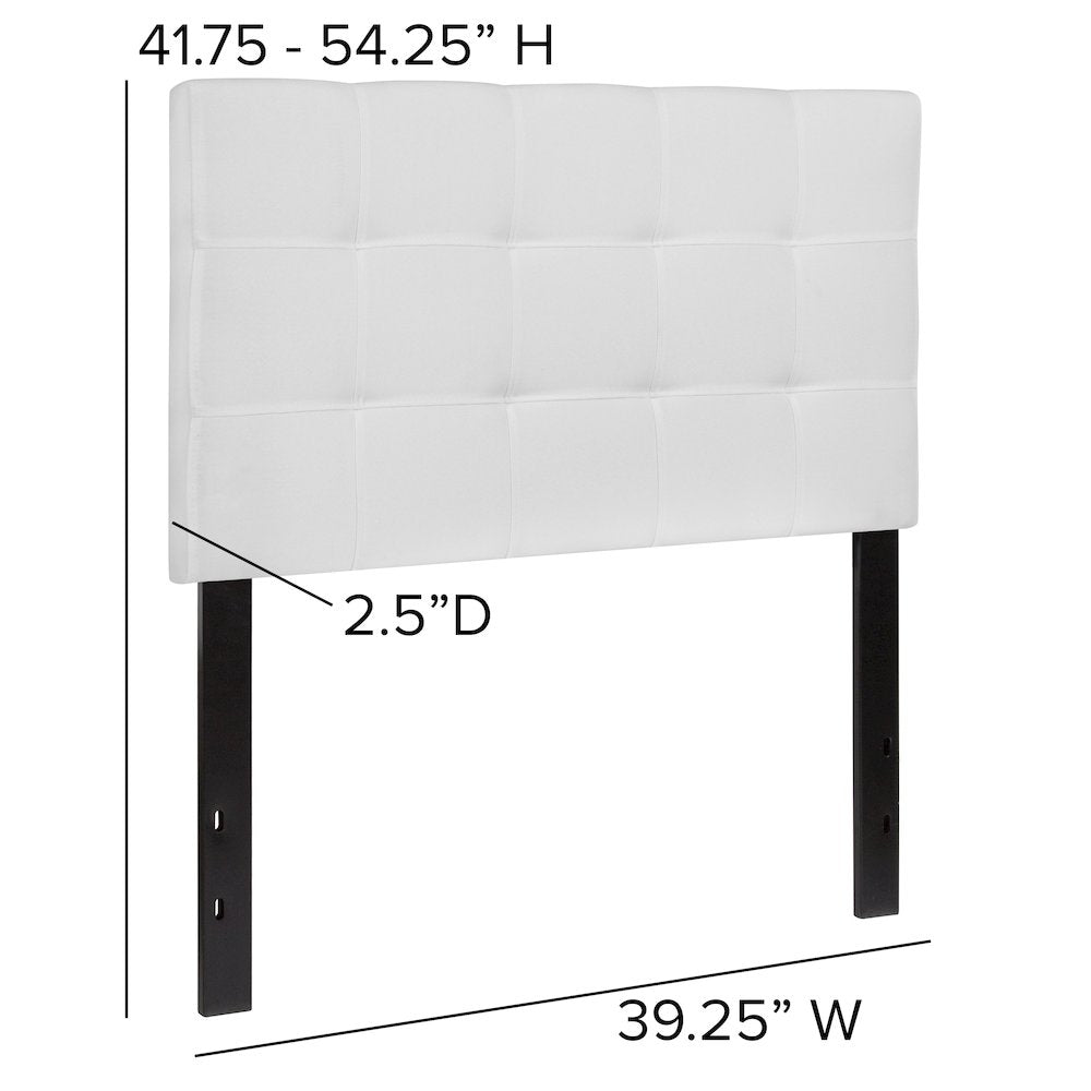 Tufted Upholstered Twin Size Headboard in White Fabric