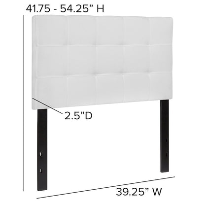 Tufted Upholstered Twin Size Headboard in White Fabric