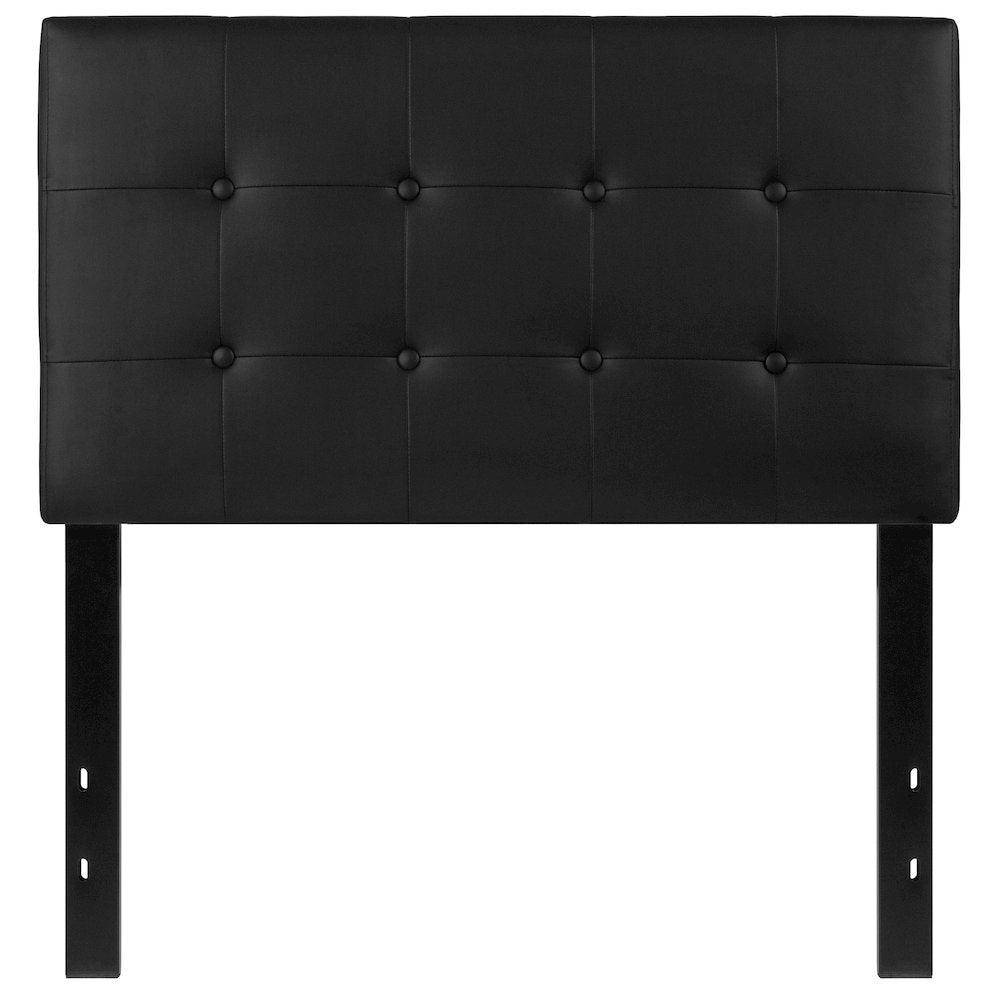 Tufted Upholstered Twin Size Headboard in Black Vinyl