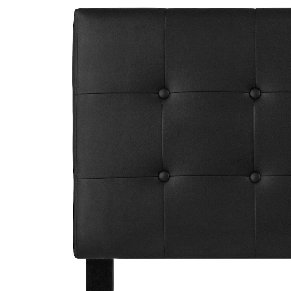 Tufted Upholstered Twin Size Headboard in Black Vinyl