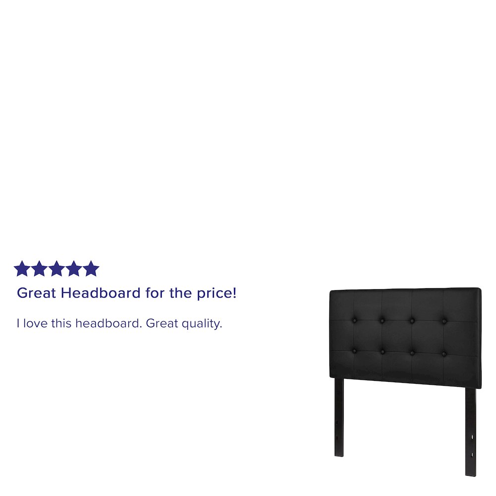 Tufted Upholstered Twin Size Headboard in Black Vinyl
