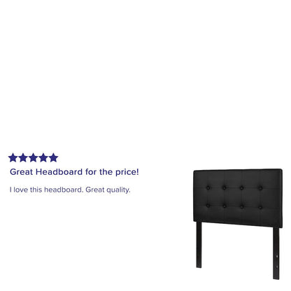 Tufted Upholstered Twin Size Headboard in Black Vinyl