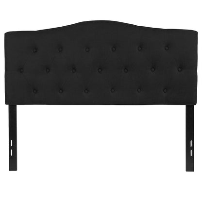 Tufted Upholstered Full Size Headboard in Black Fabric