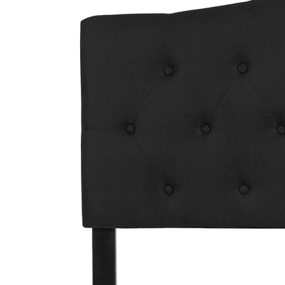 Tufted Upholstered Full Size Headboard in Black Fabric