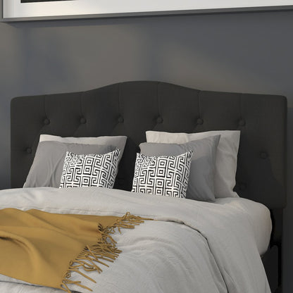 Tufted Upholstered Full Size Headboard in Black Fabric
