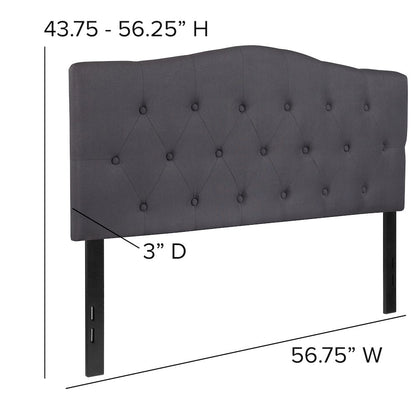 Tufted Upholstered Full Size Headboard in Dark Gray Fabric