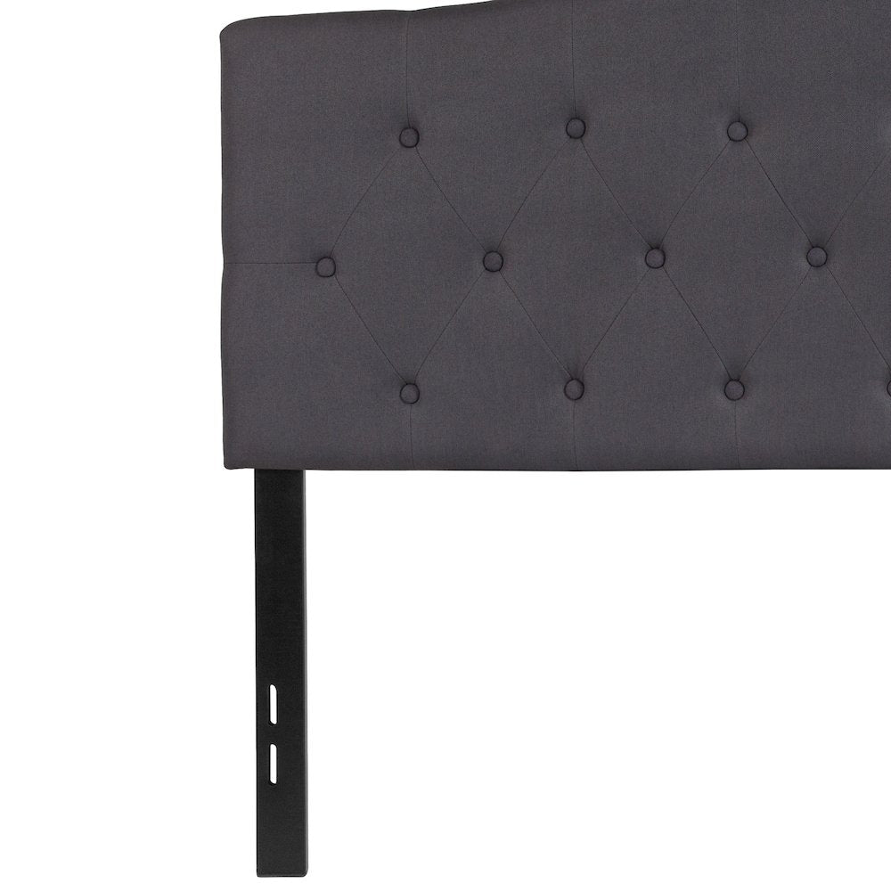 Tufted Upholstered Full Size Headboard in Dark Gray Fabric