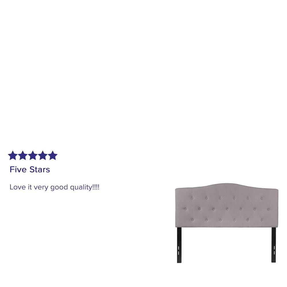 Arched Button Tufted Upholstered Full Size Headboard in Light Gray Fabric