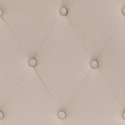 Tufted Upholstered King Size Headboard in Beige Fabric