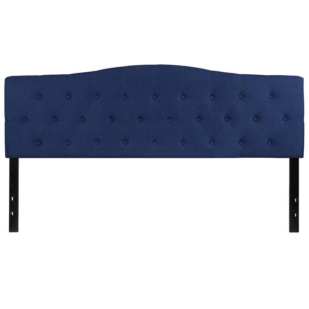 Arched Button Tufted Upholstered King Size Headboard in Navy Fabric