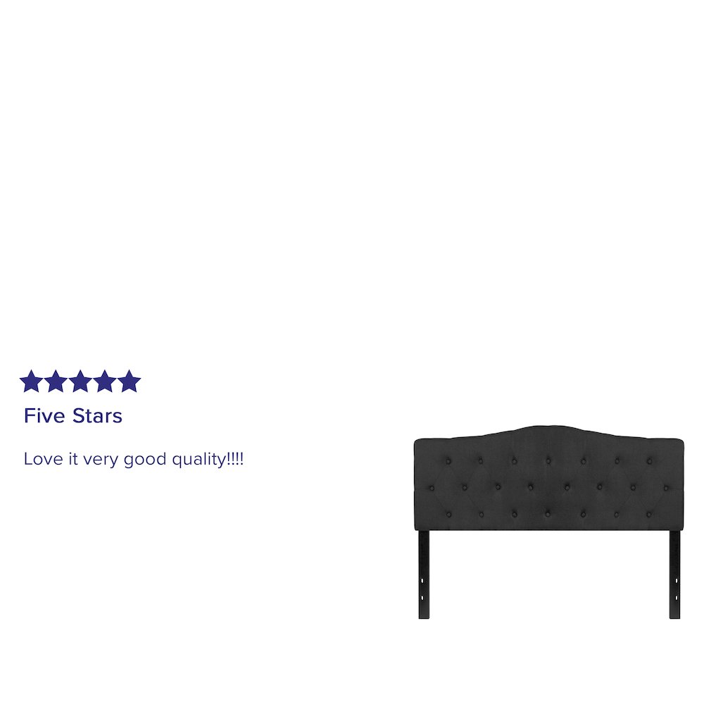 Tufted Upholstered Queen Size Headboard in Black Fabric