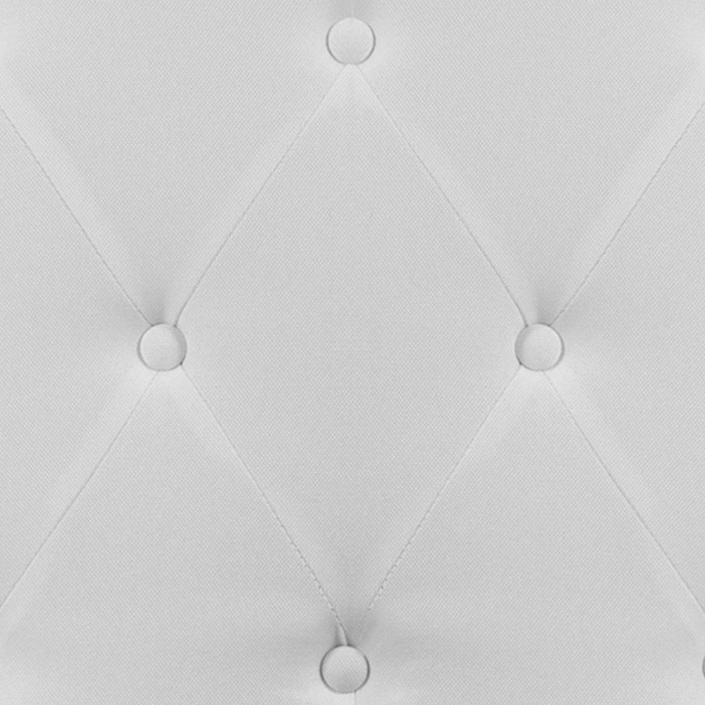 Tufted Upholstered Queen Size Headboard in White Fabric