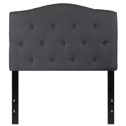 Tufted Upholstered Twin Size Headboard in Dark Gray Fabric