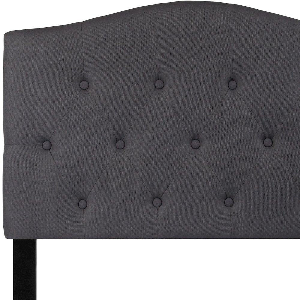 Tufted Upholstered Twin Size Headboard in Dark Gray Fabric