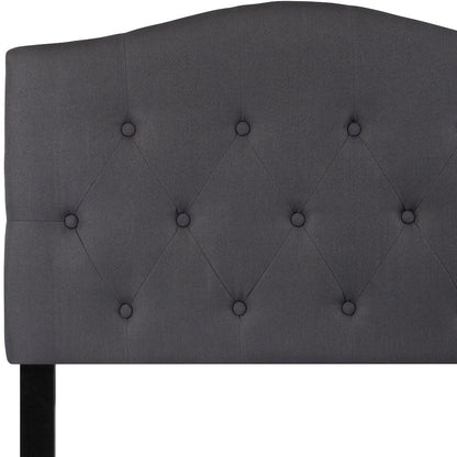 Tufted Upholstered Twin Size Headboard in Dark Gray Fabric