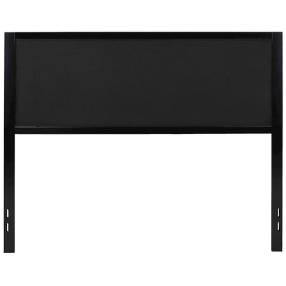 Metal Upholstered Queen Size Headboard in Black Fabric