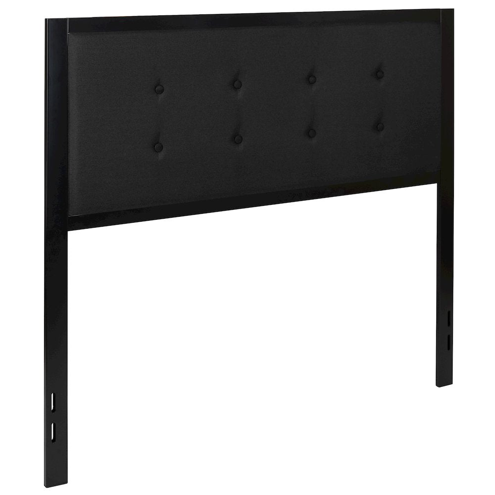 Metal Tufted Upholstered Full Size Headboard in Black Fabric