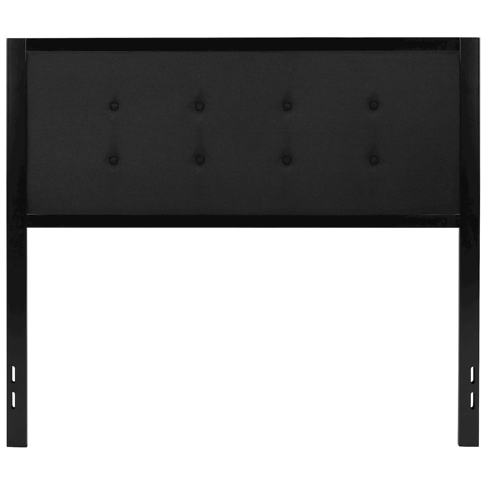 Metal Tufted Upholstered Full Size Headboard in Black Fabric