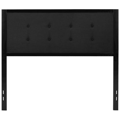 Metal Tufted Upholstered Full Size Headboard in Black Fabric