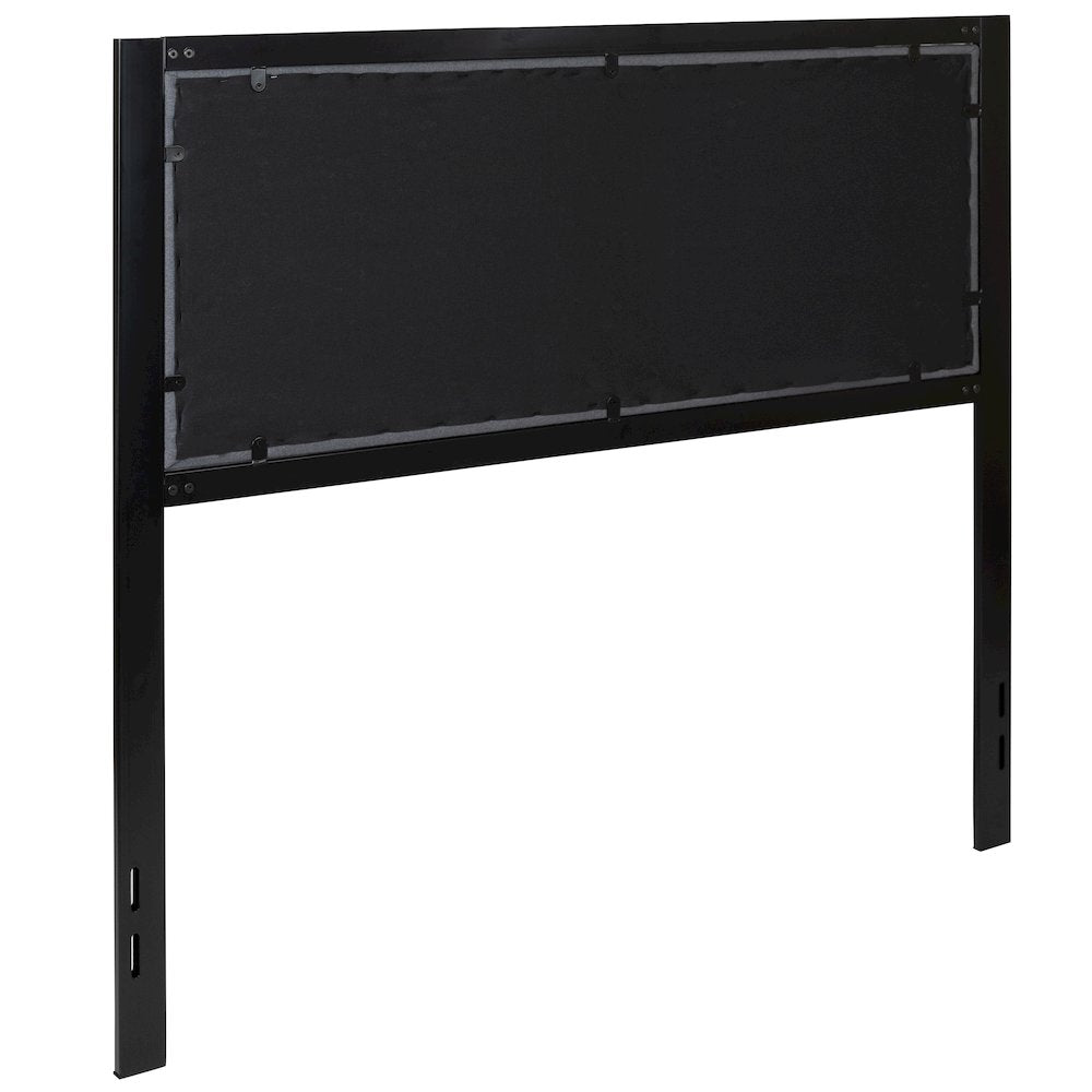Metal Tufted Upholstered Full Size Headboard in Dark Gray Fabric