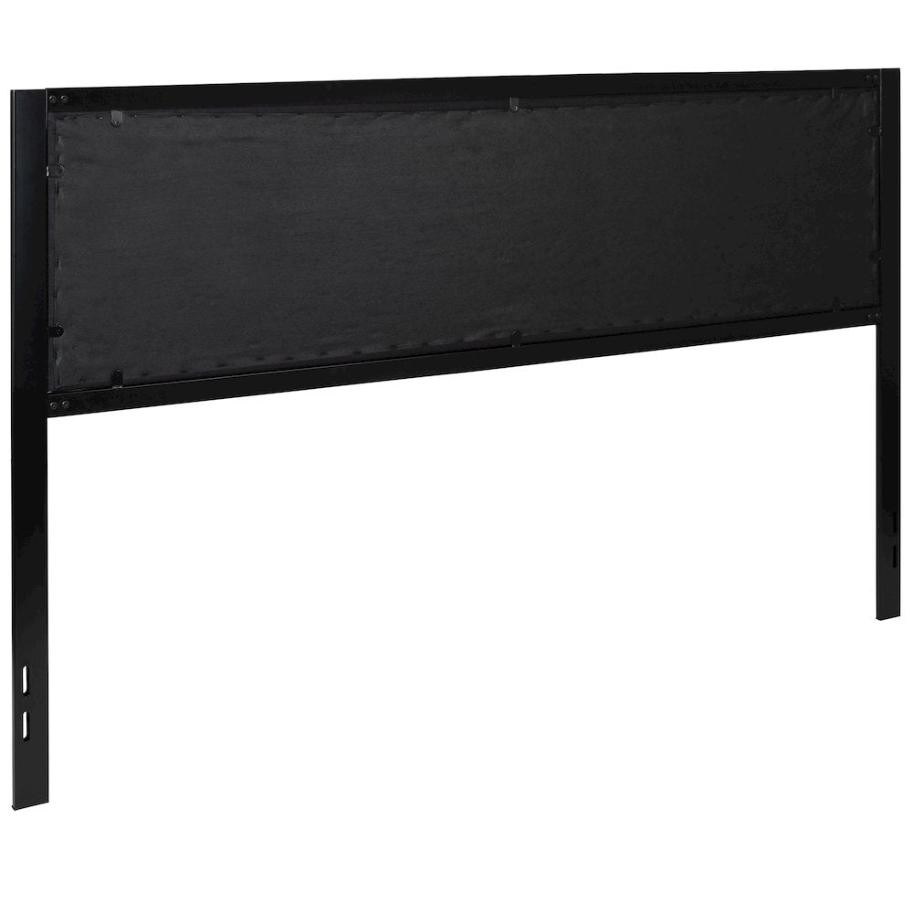 Metal Tufted Upholstered King Size Headboard in Black Fabric