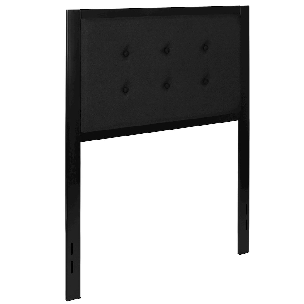 Metal Tufted Upholstered Twin Size Headboard in Black Fabric
