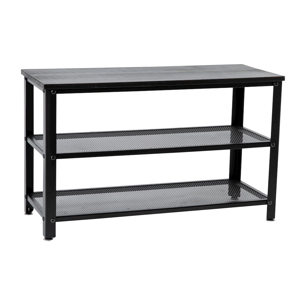 Rustic 3-Tier Entryway Bench, Black Wash