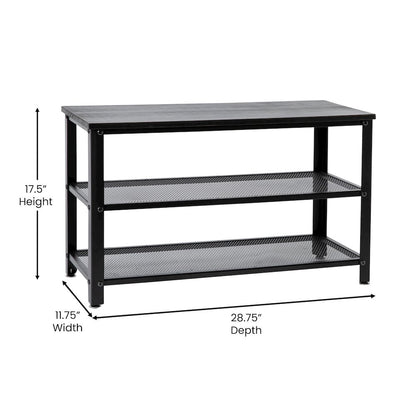 Rustic 3-Tier Entryway Bench, Black Wash