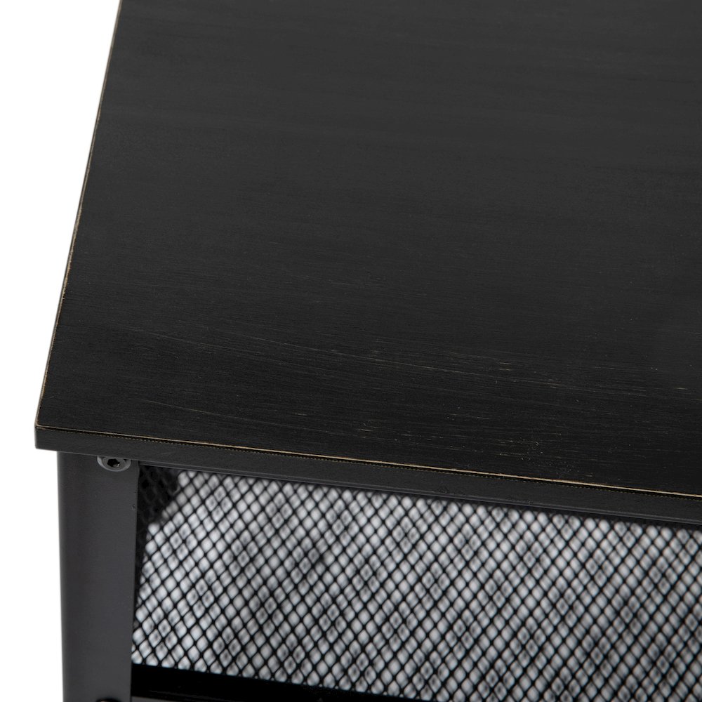 Rustic 3-Tier Entryway Bench, Black Wash