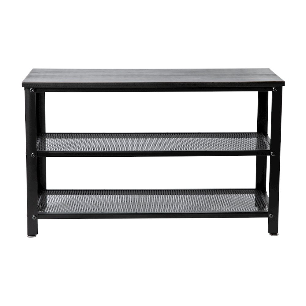 Rustic 3-Tier Entryway Bench, Black Wash