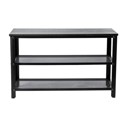Rustic 3-Tier Entryway Bench, Black Wash
