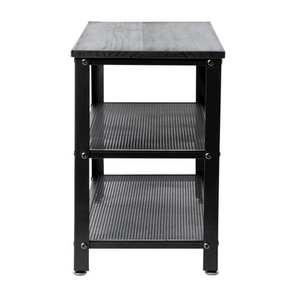 Rustic 3-Tier Entryway Bench, Black Wash