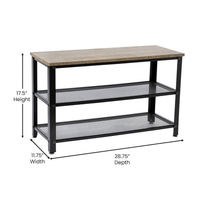 Rustic 3-Tier Entryway Bench, Weathered Brown