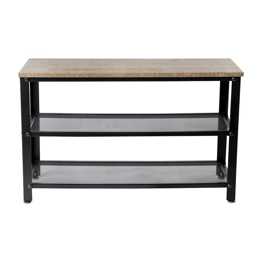 Rustic 3-Tier Entryway Bench, Weathered Brown