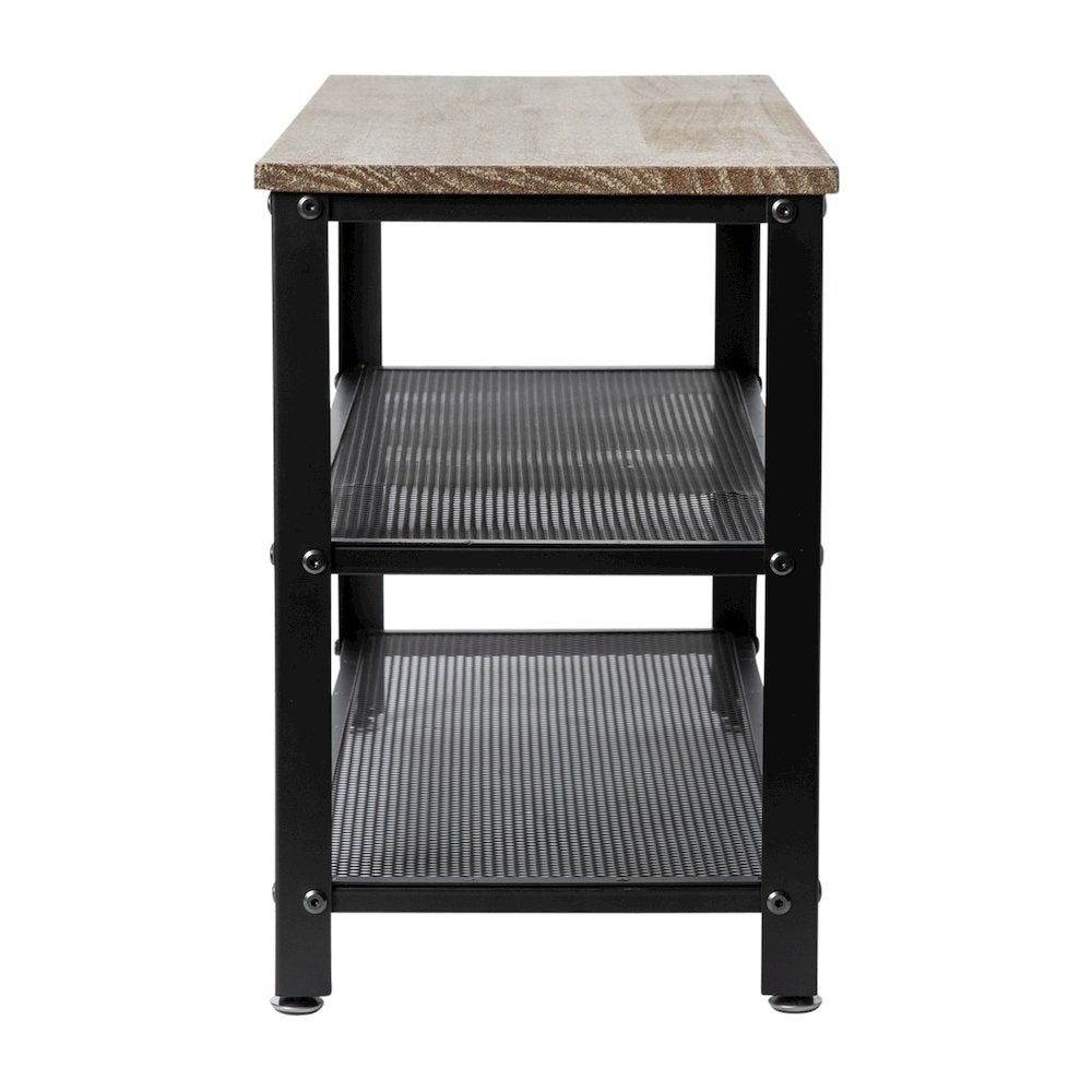 Rustic 3-Tier Entryway Bench, Weathered Brown