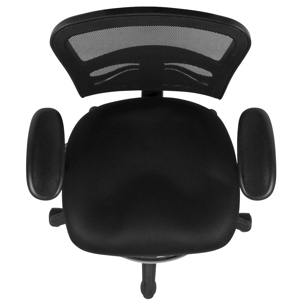 Mid-Back Black Mesh Drafting Chair with Chrome Foot Ring, Arms and Black Frame