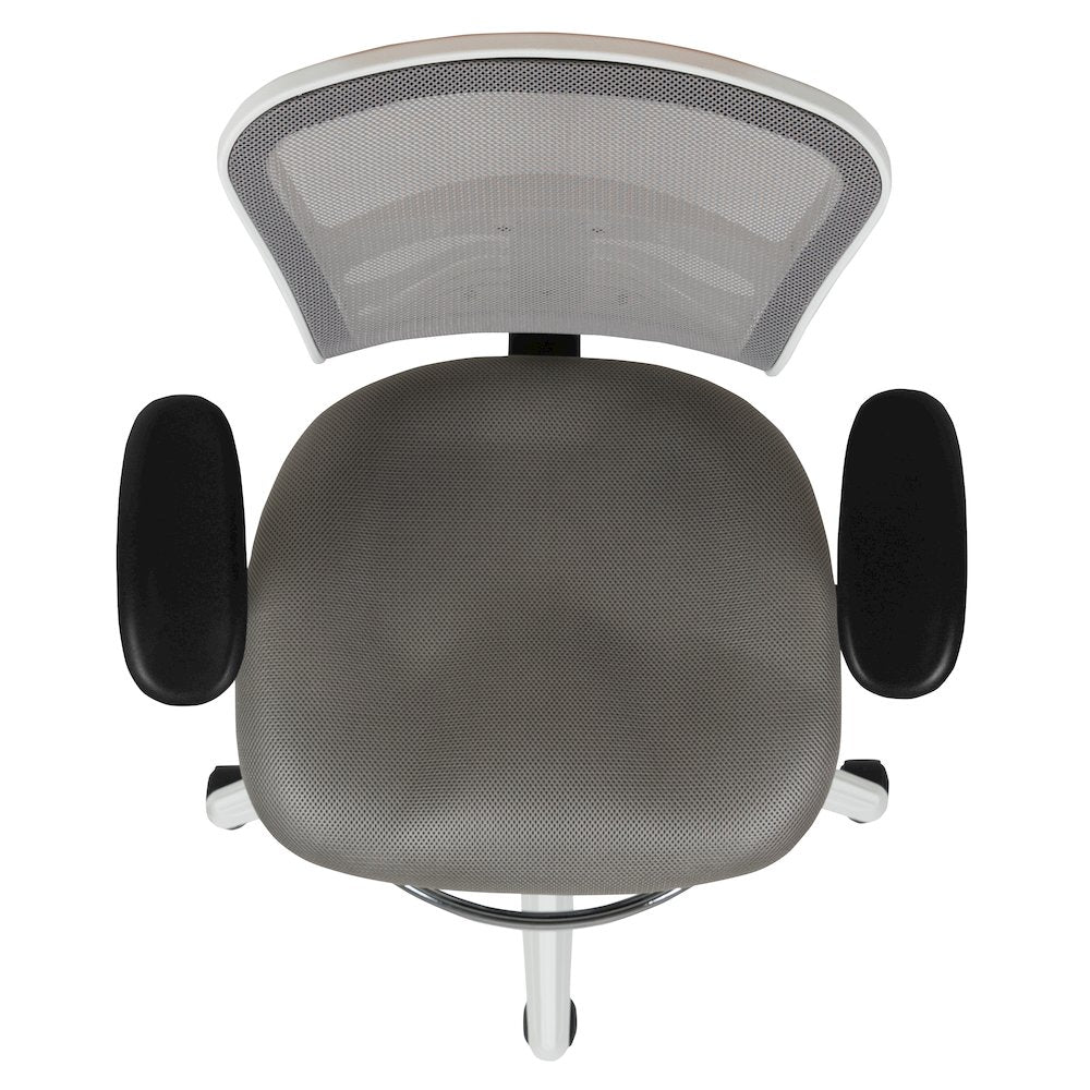 Mid-Back Light Gray Mesh Drafting Chair and White Frame