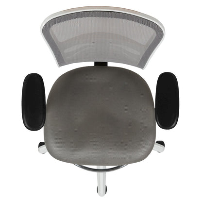 Mid-Back Light Gray Mesh Drafting Chair and White Frame