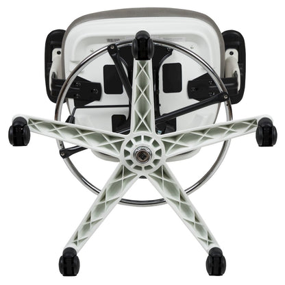Mid-Back Light Gray Mesh Drafting Chair and White Frame